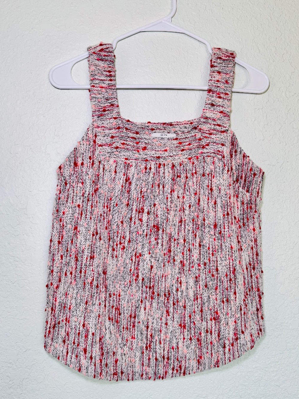 Lucky Brand Knit Tank Top Womens S Petite Square Neck Pink Boho Chic Barbie